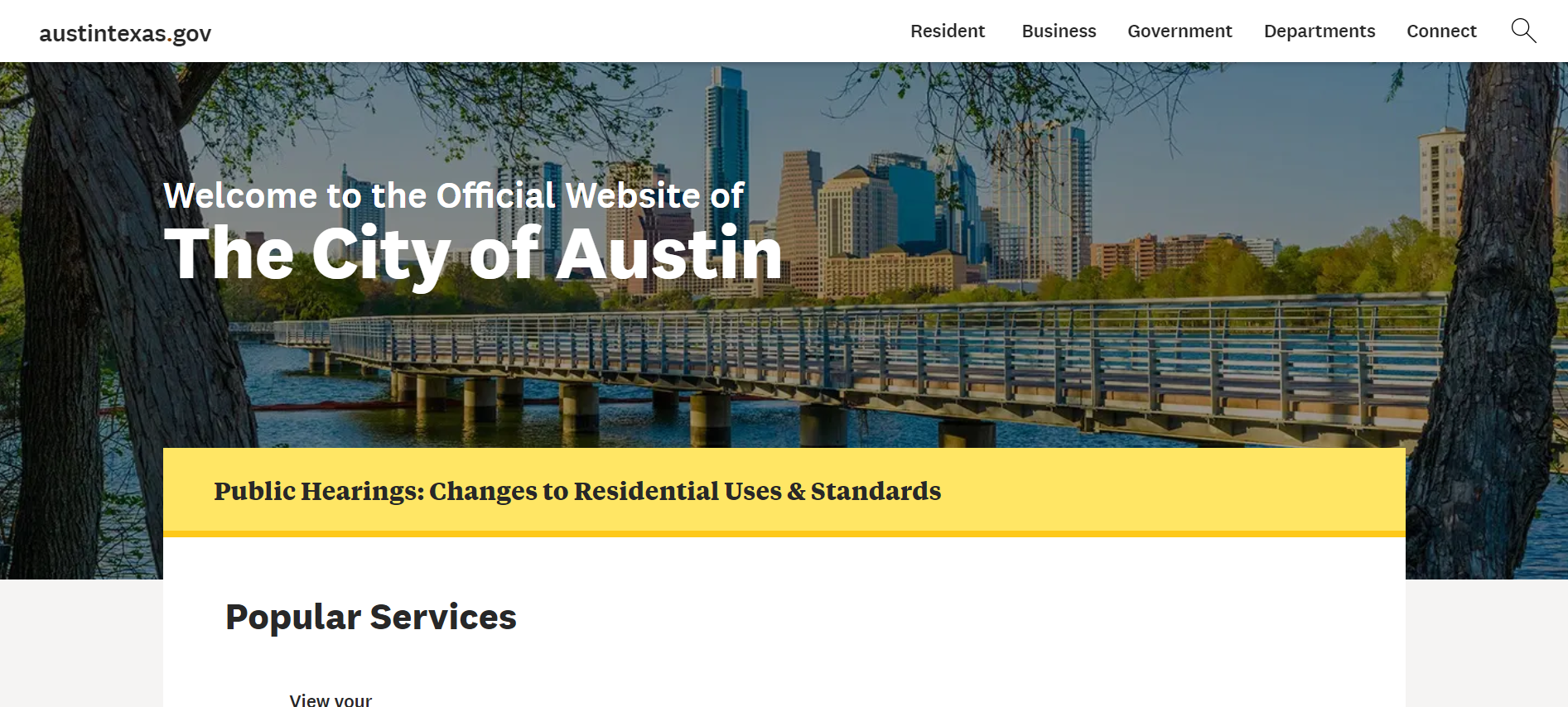 Strona internetowa miasta Austin