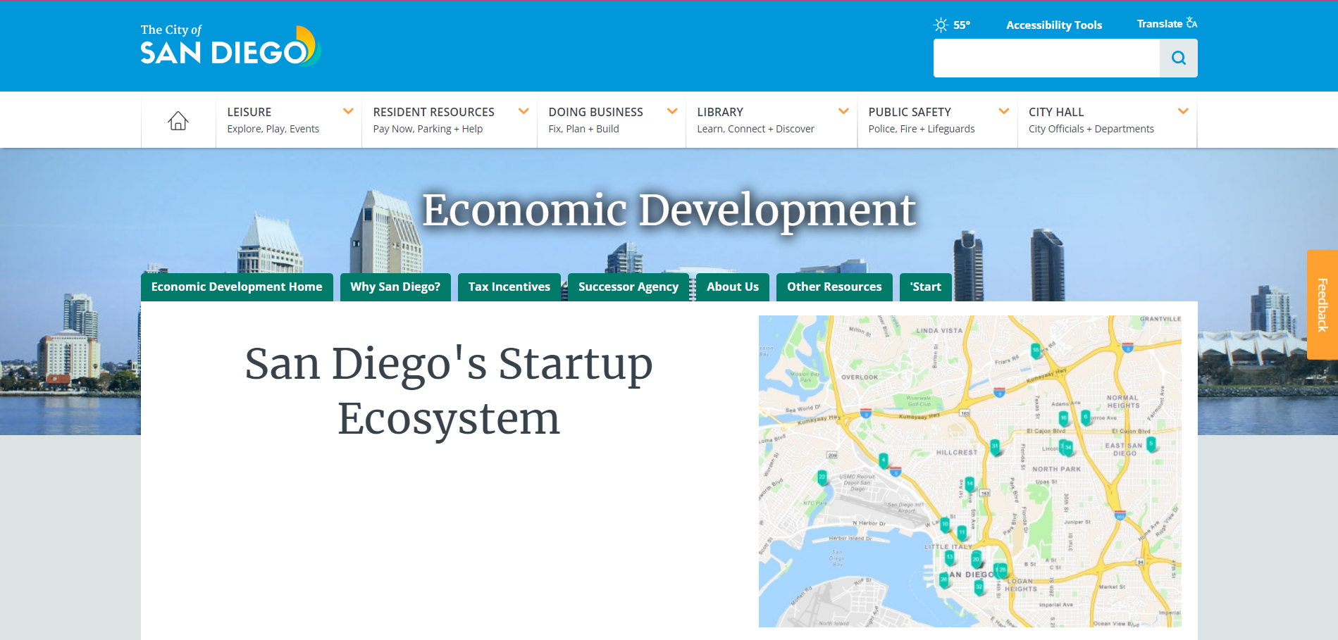 Strona internetowa miasta San Diego