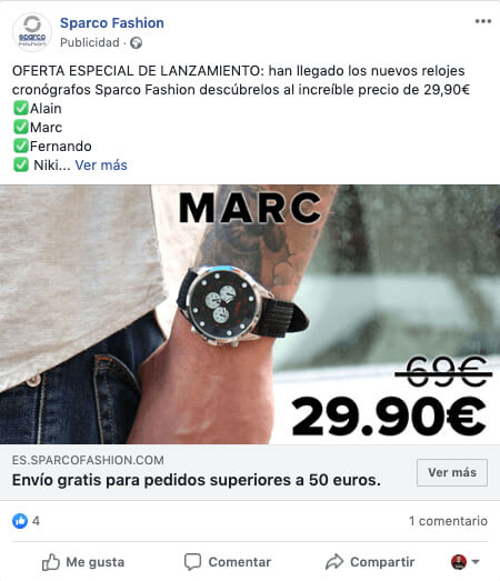 facebook ad for watch