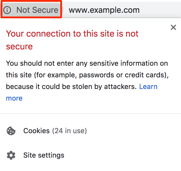 your connection to this site is not secure mixed content warning message